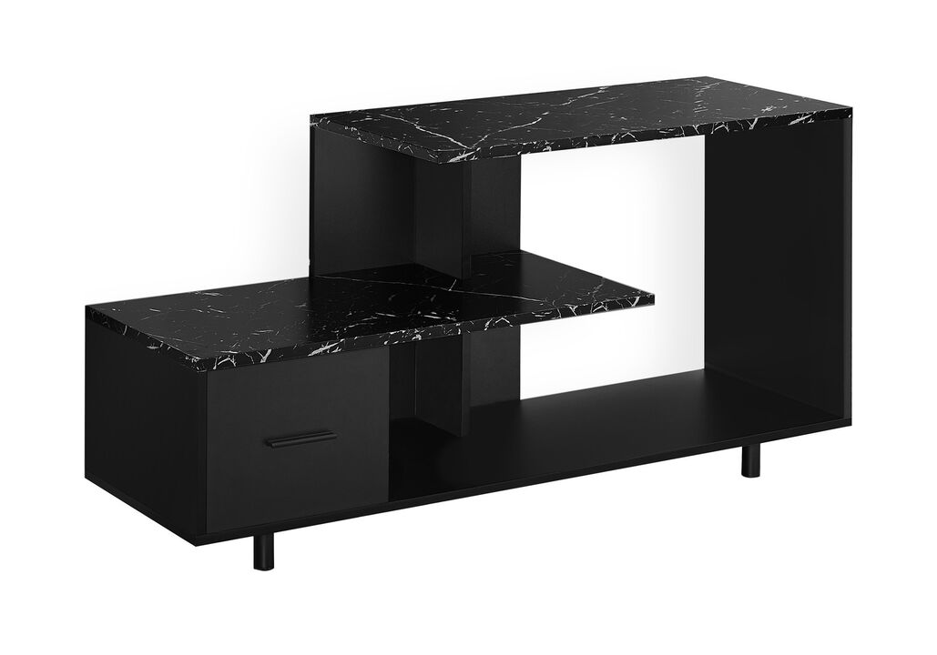 HomeRoots 47" Black Cabinet Enclosed Storage TV Stand