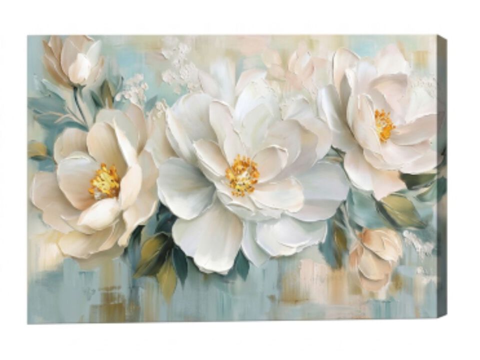 Large Textured Floral Canvas Wall Art Decor Bedroom 58 X 29 Inch HD Hand Painted