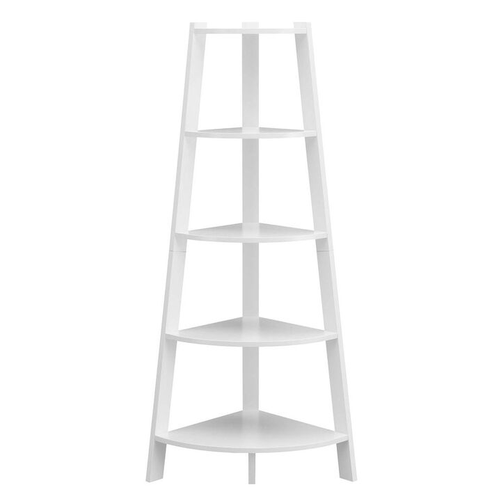 Convenience Concepts Newport 5 Tier Wide Corner Bookcase, White