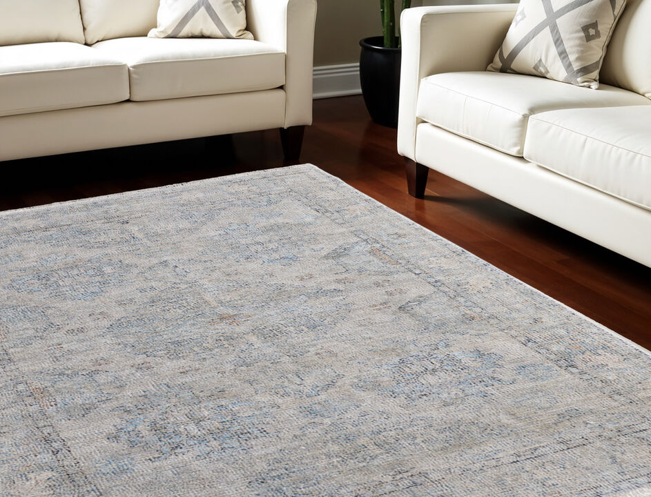 HomeRoots Oriental Hand Woven Distressed Area Rug With Fringe