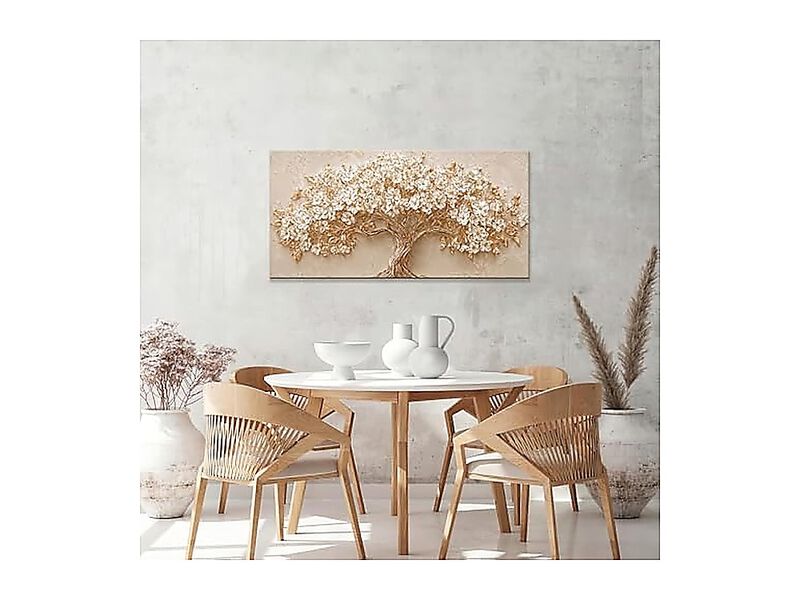 Abstract Wall Art Decor Modern Bedroom Tree Life White Floral Walls Canvas Room image number 3
