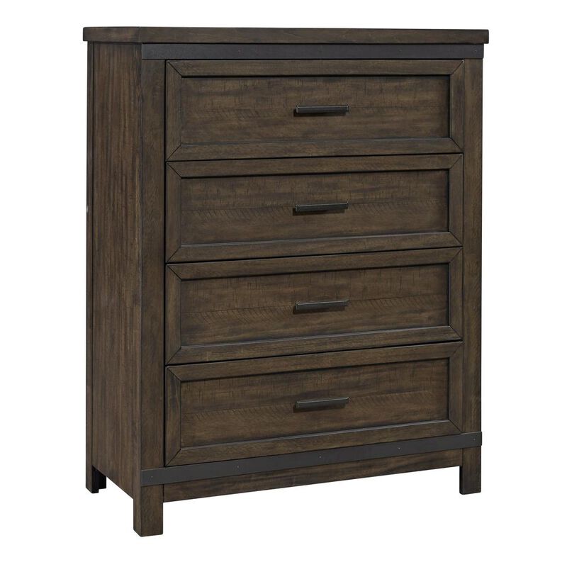 Liberty Furniture Thornwood Hills 4 Drawer Chest in Rock Beaten Brown w/ Saw Cuts image number 0