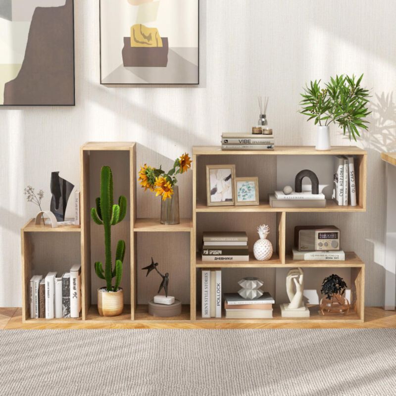 Hivvago Concave Bookshelf 3-Shelf Open Bookcase with Anti-Toppling Device for Living Room Study Office