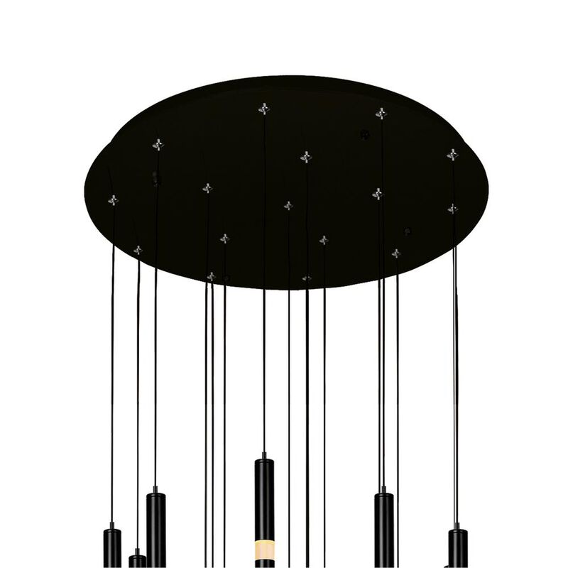 CWI Lighting Flute 16 Light LED Chandelier With Black Finish