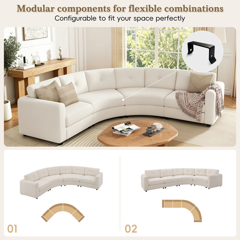 Merax Curved Modular Sectional Sofa with Customizable Layout, High-Resilience Foam & Pocket Spring Seats image number 6
