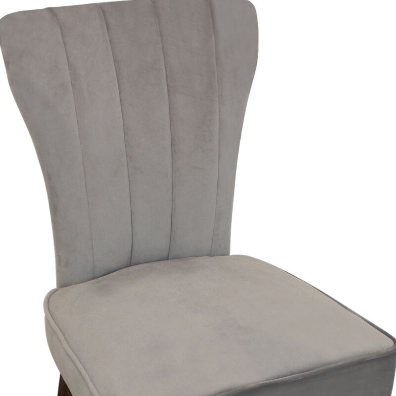 HomeRoots Set of Two Gray And Brown Upholstered Velvet Dining Parsons Chairs image number 4