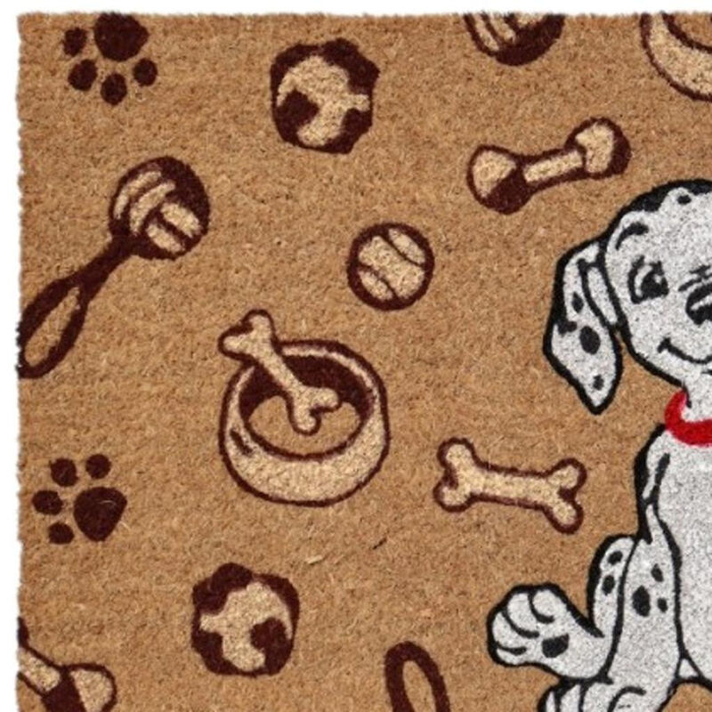 HomeRoots 18" X 30" Beige and White Coir Dog Outdoor Door Mat image number 2