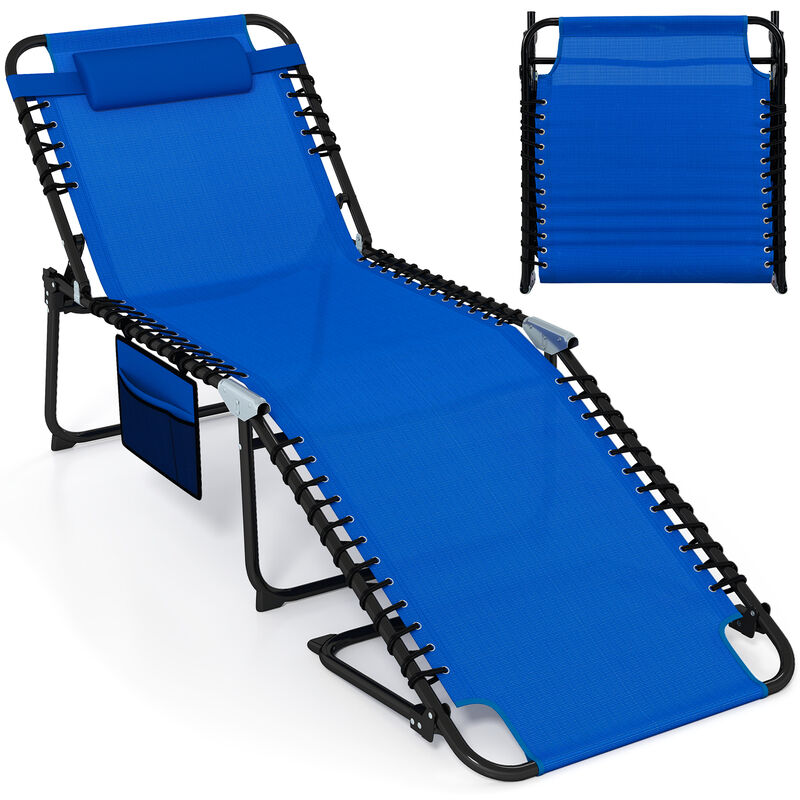 Adjustable 4 Position Folding Lounge Chair with Reclining Backrest and Footrest image number 0