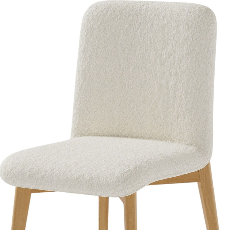 Hivvago Set of Two Off White And Natural Boucle Upholstered Dining Side Chairs