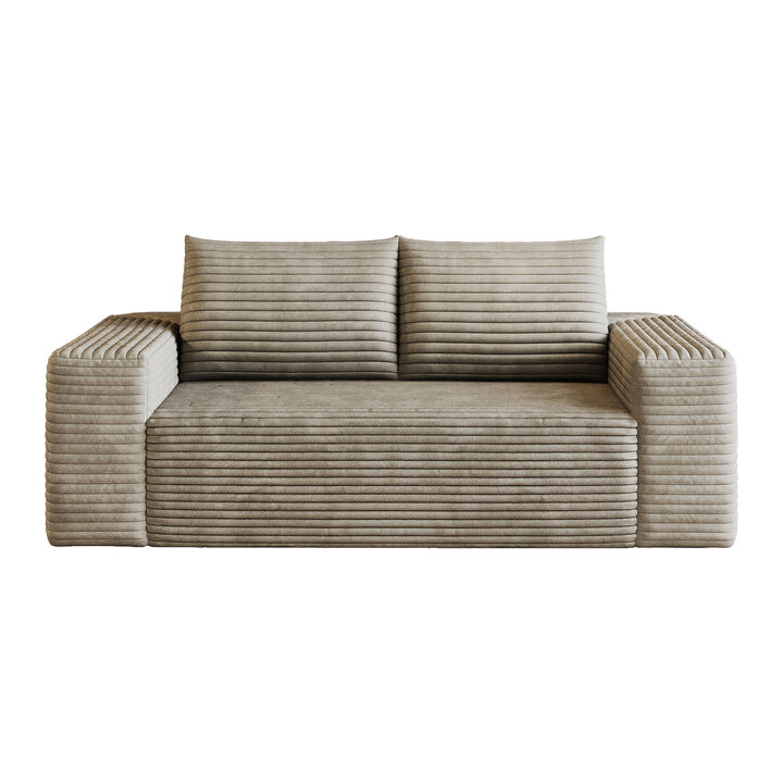 Whisen 63" 2-Seat Modern Sofa, Cotton Deep Seat Loveseat for Living Room Bedroom, No Assembly Required