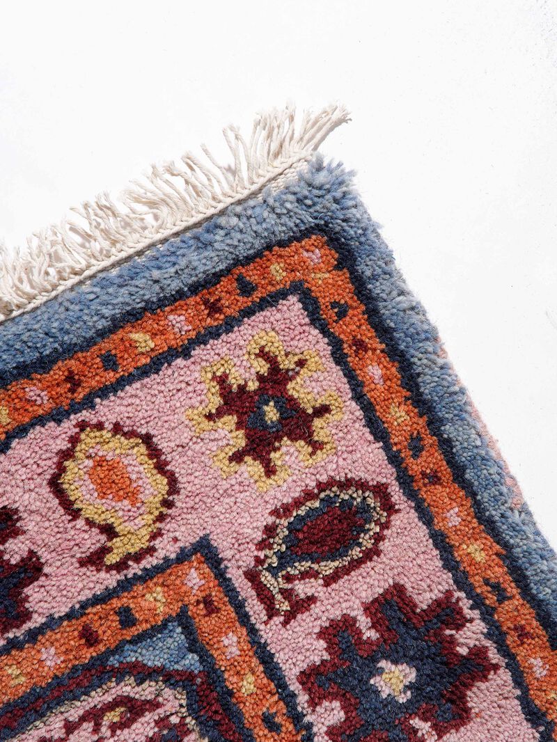 RUGSOTIC CARPETS HAND KNOTTED WOOL & SILK ECO-FRIENDLY ORIENTAL AREA RUGS  - Runner Shape, Classic Oriental Traditional , Low Pile Handmade Area Rugs (AF0117) image number 4