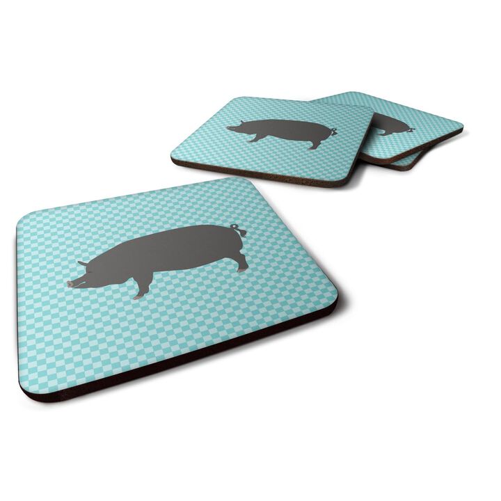 Caroline's Treasures Berkshire Pig Blue Check Decorative Coasters, 3.5, Multicolor