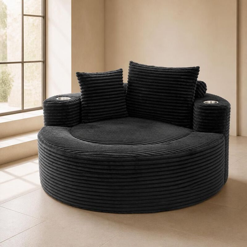 GOODSILO Round Multi-functional Memory Foam Sectional Cloud Sofa Bed Suitable for Small Living Spaces, Apartments and Home Offices image number 2
