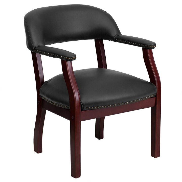 Flash Furniture Diamond Black Vinyl Luxurious Conference Chair with Accent Nail Trim