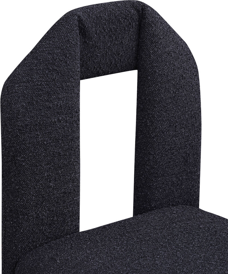 Meridian Furniture Bennett Black Boucle Fabric Dining Chair, Set of 2