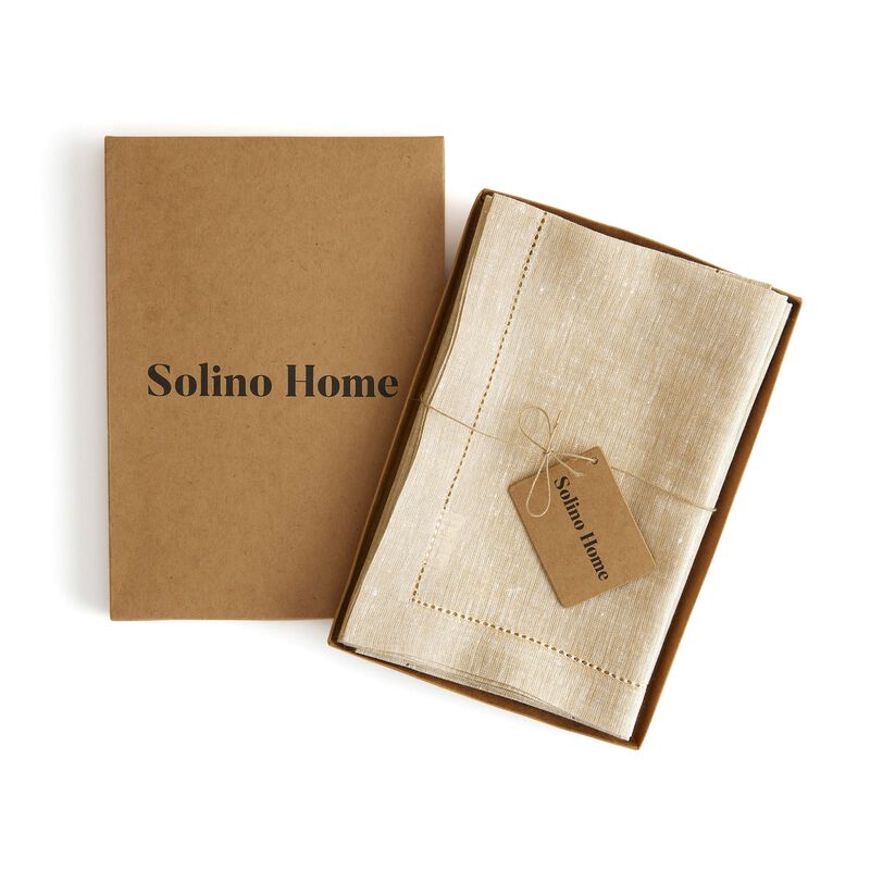 Solino Home 100% Pure Linen Dinner Napkins 20 x 20 Inch Set of 4 - Milan