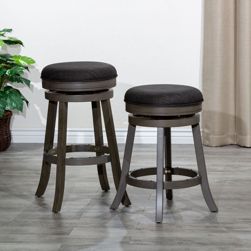 Streamdale 24" Counter Stool, Weathered Gray Finish, Charcoal Fabric Seat
