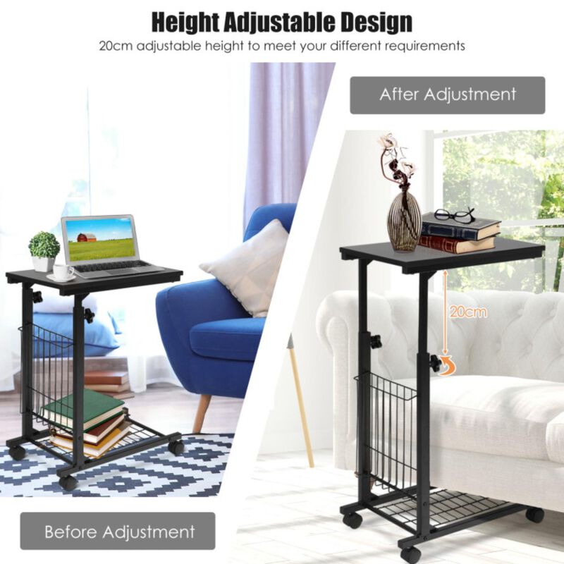 Hivvago Rolling Height Adjustable Sofa End Side Table