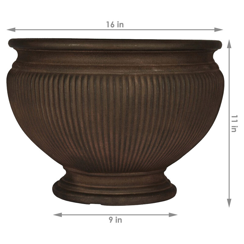 Sunnydaze Elizabeth Ribbed Urn Polyresin Planter