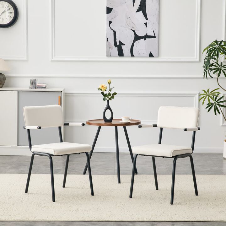 Set of 2 Velvet Dining Chairs Hangable Armrest Dining Chairs for Easy Floor Cleaning Square Open Back Dining Chairs with Metal Legs