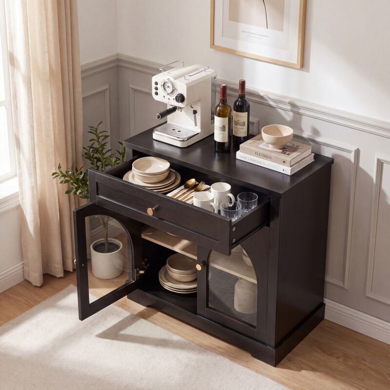 Medful Arched Glass Door Sideboard Cabinet image number 3