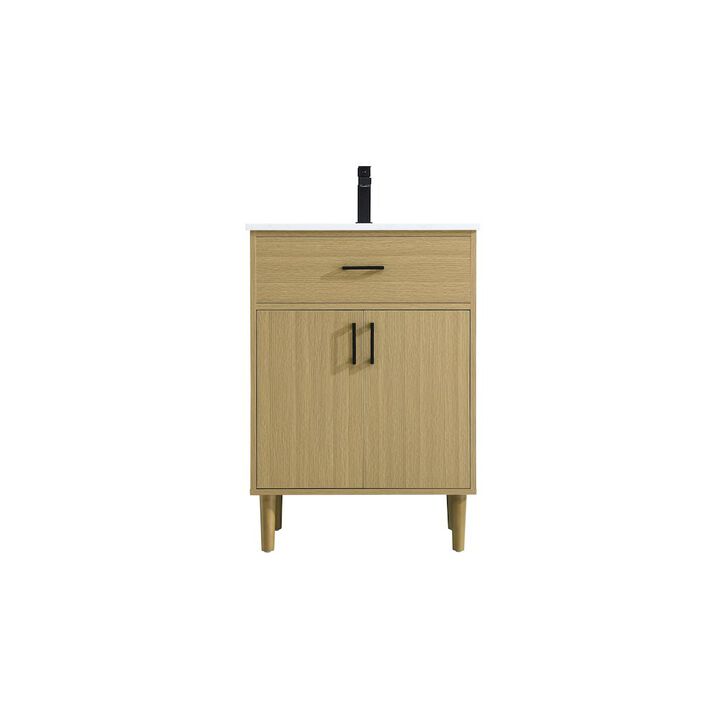 Elegant Kitchen and Bath Chandler 24 Inch Single Bathroom Vanity In Honey Brown