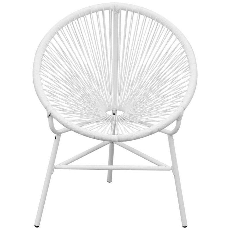 vidaXL Garden String Moon Chair Poly Rattan White