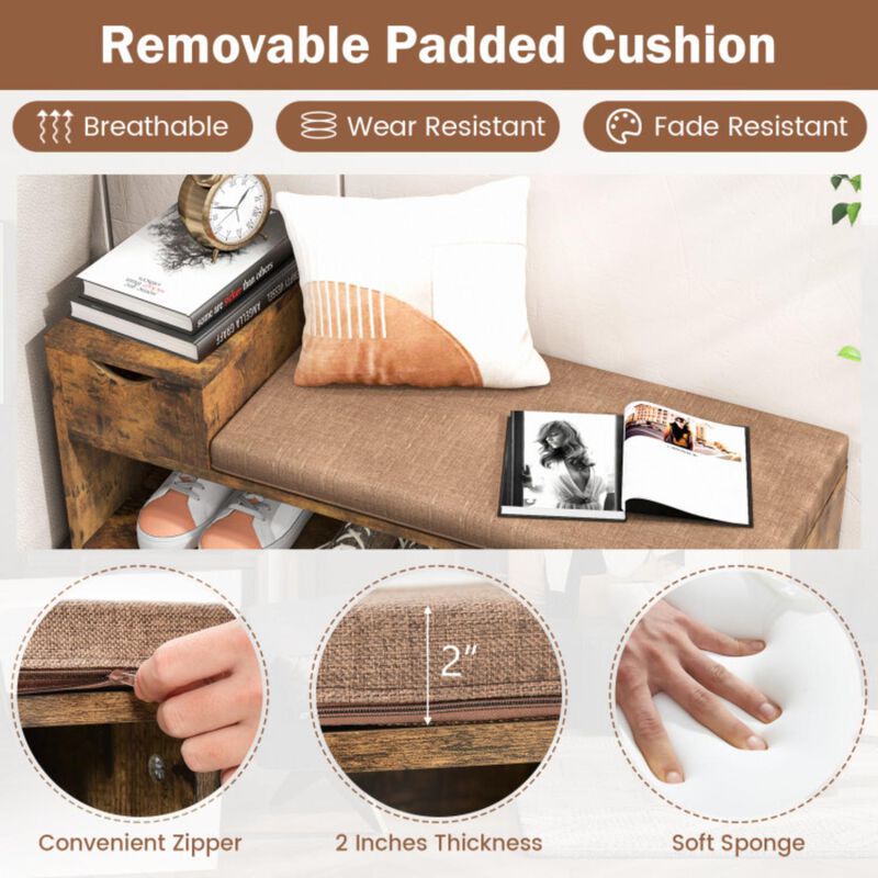 Hivvago Entryway Storage Shoe Bench with 1 Storage Drawer and 3 Open Compartments