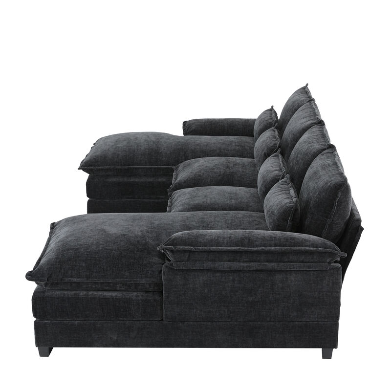 Whisen Upholstered Symmetrical Sectional Sofa with Chaise Lounge and Waist Pillows