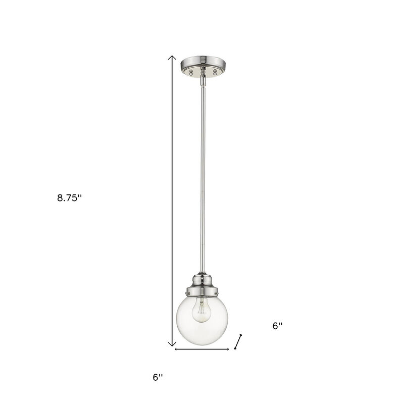 Hivvago Silver Metal Hanging with Round Clear Glass Shade