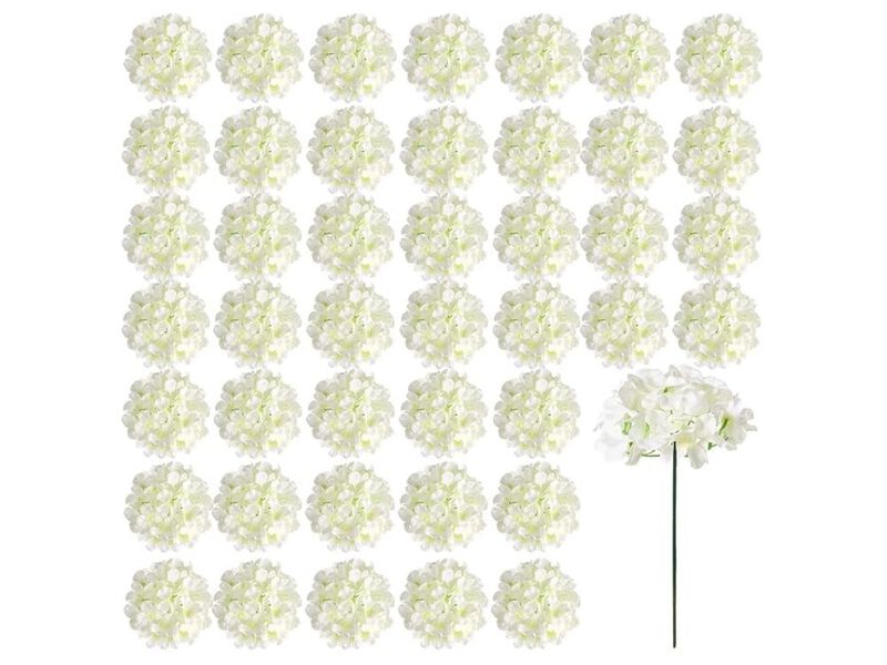 26 Piece Ivory Artificial Hydrangea Flower Heads Wedding Centerpiece Decor image number 0
