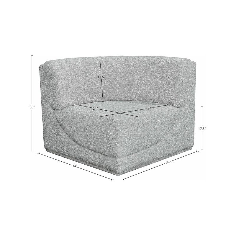 Meridian Furniture Ollie Grey Boucle Fabric Corner