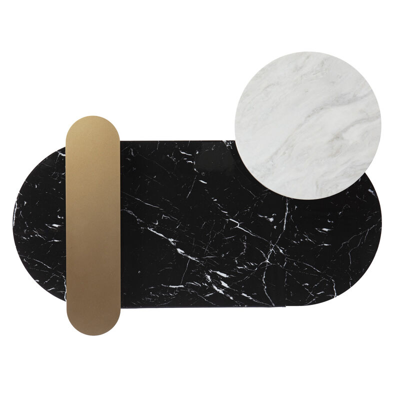 Hivvago 42 Inch  Black Faux Marble And Metal With Iron Coffee Table