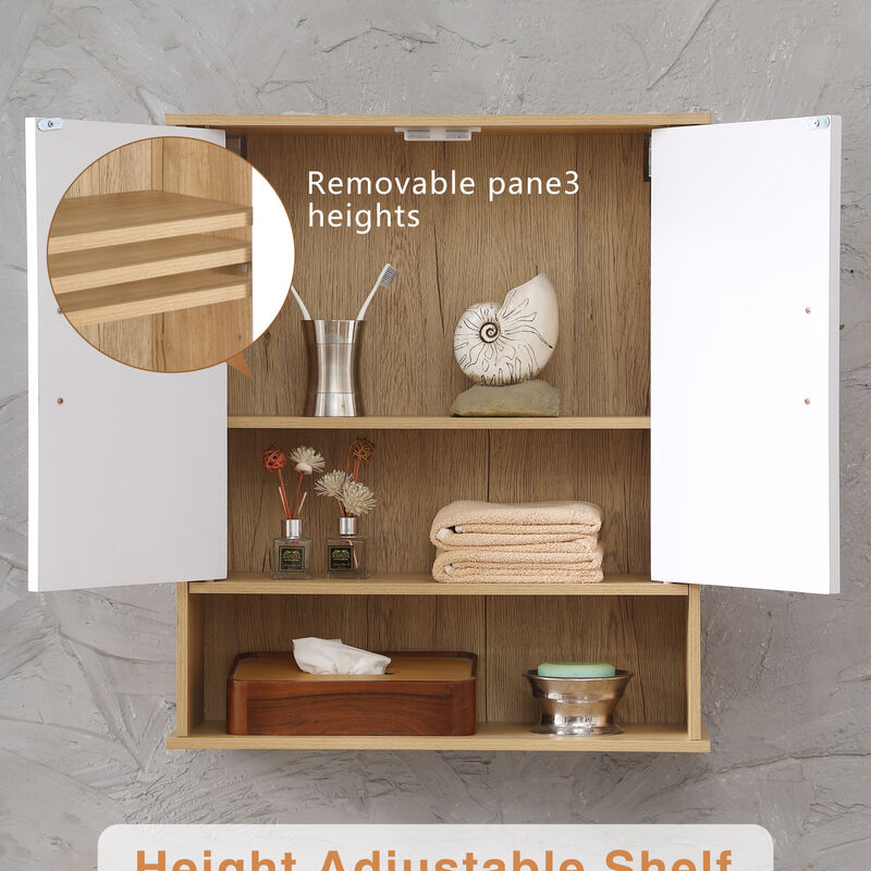 ELEMENT ACE Stylish Wall-Mounted Bathroom Cabinet with Adjustable Shelf and Wave-Patterned Doors for Modern Storage Solutions image number 3
