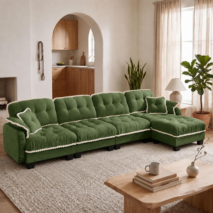 Ziworl Chenille Cloud L-Shaped Sectional