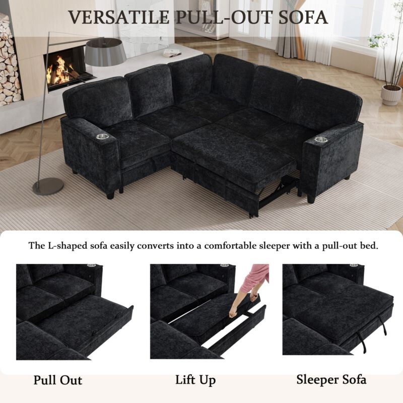 Timlod L-Shaped Pull-Out Sectional Sleeper Sofa image number 2