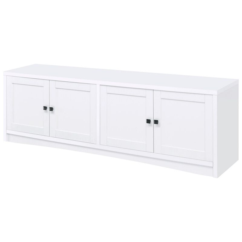 Donna TV Stand Media Cabinet with 4 Doors, White Melamine 78 Inch