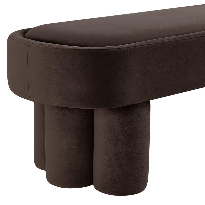 Mossi 52" Modern Oval Velvet Bench in Alabster image number 7