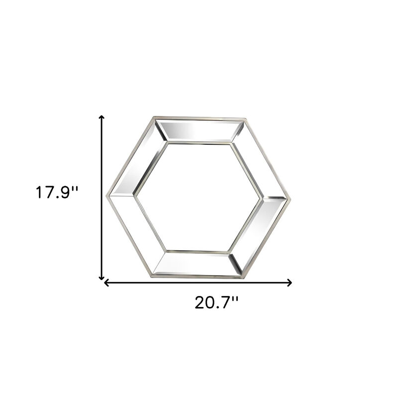HomeRoots 18" Silver Hexagon Glass Framed Accent Mirror image number 4