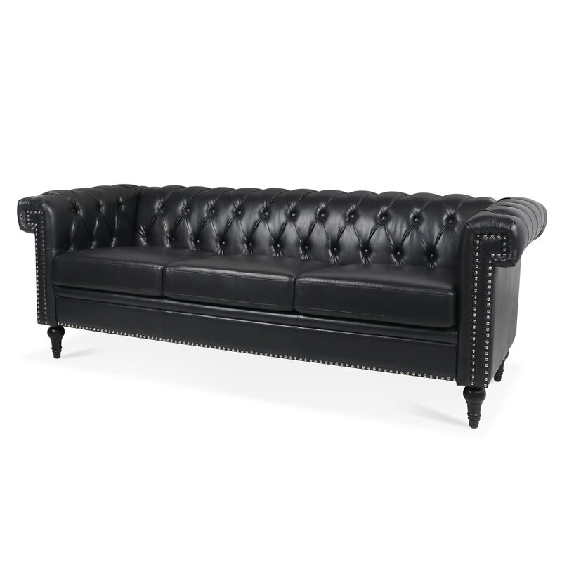 Traditional Square Arm Removable Cushion 3 Seater Sofa image number 3