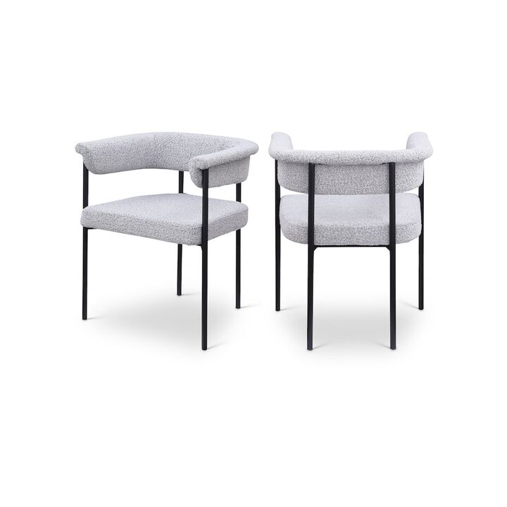 Meridian Furniture Malin Grey Boucle Fabric Dining Chair, Set of 2