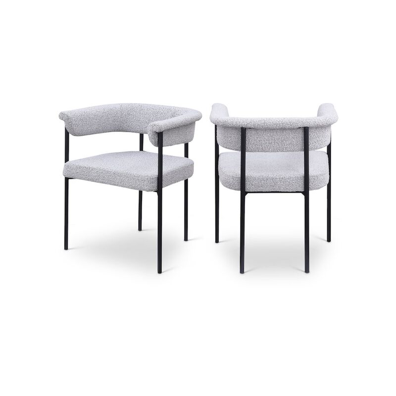 Meridian Furniture Malin Grey Boucle Fabric Dining Chair, Set of 2