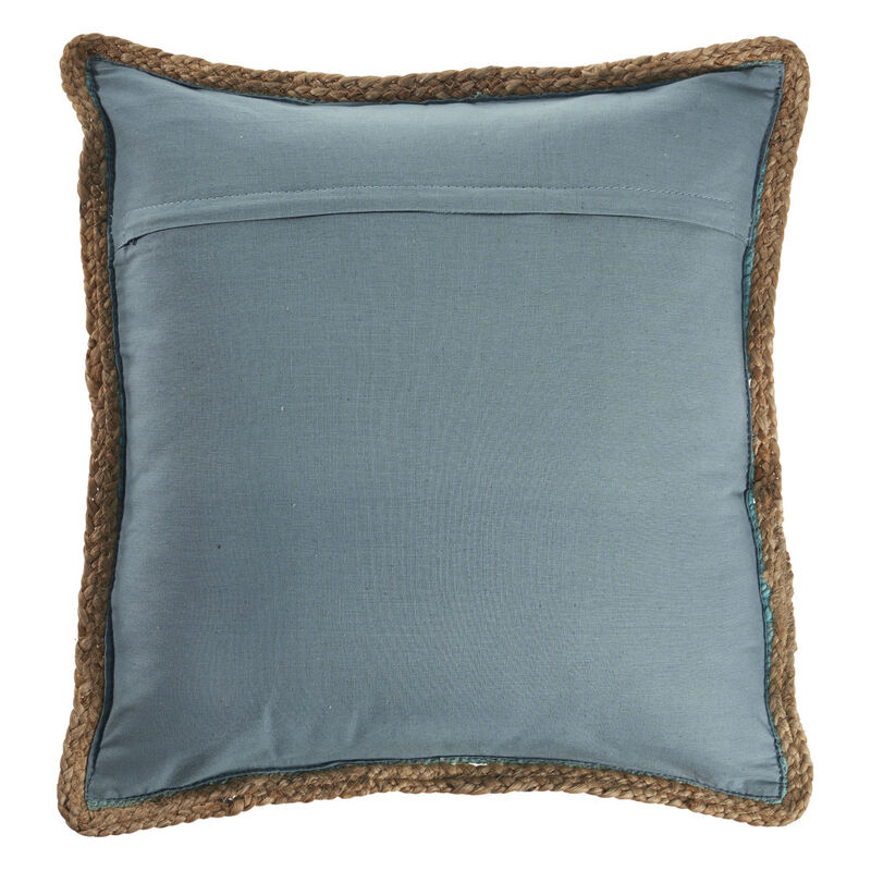 HomeRoots Set of Two 20" Turquoise Cotton And Jute Throw Pillows with Texture image number 3