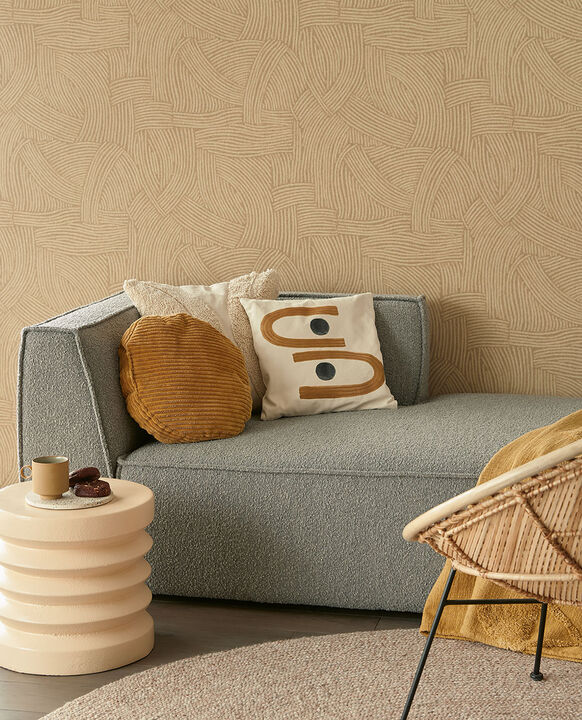 Freesia Light Brown Abstract Woven Wallpaper (Set of 2)
