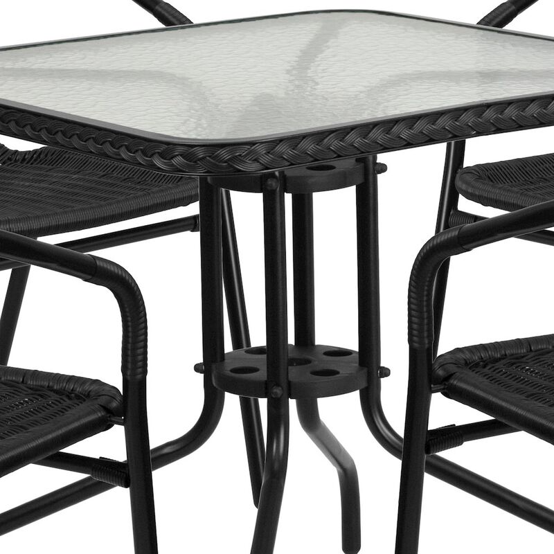28SQ Black Table Set w/Rattan image number 5