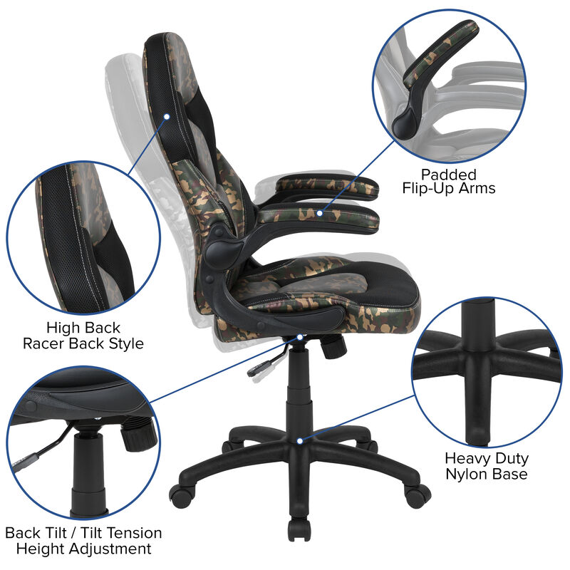 X10 Gaming Chair Racing Office Ergonomic Computer PC Adjustable Swivel Chair with Flip-up Arms, / LeatherSoft image number 3