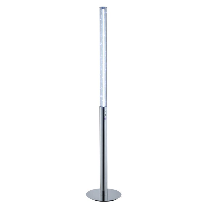 62 Inch Floor Lamp, Modern Cylindrical Design, Tall Round Chrome Base-Benzara