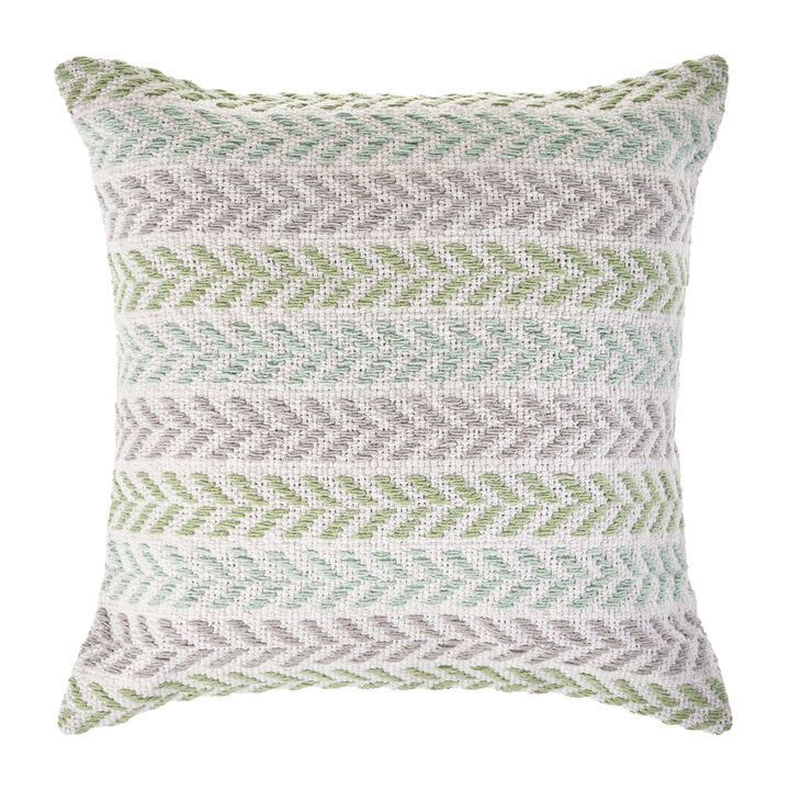 Textured Chevron Cotton Zippered Pillow &ndash; Decorative Accent Cushion for Living Room or Bedroom