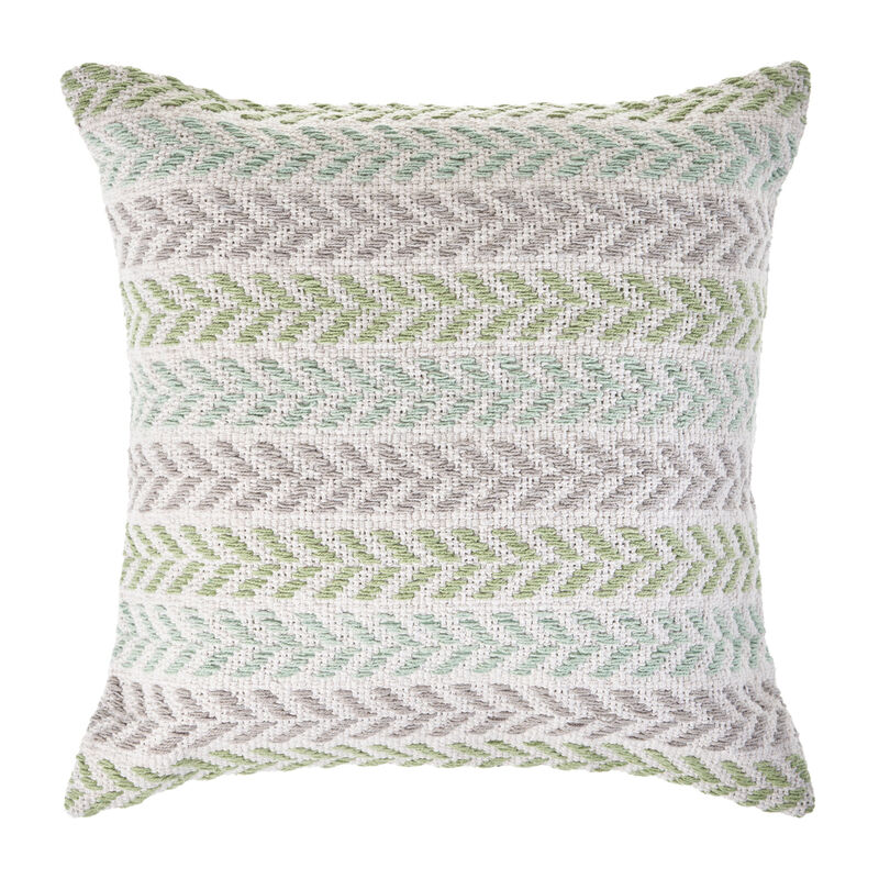 Textured Chevron Cotton Zippered Pillow &ndash; Decorative Accent Cushion for Living Room or Bedroom