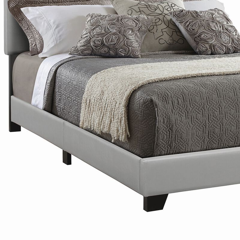 Leather Upholstered California King Size Platform Bed, Gray-Benzara